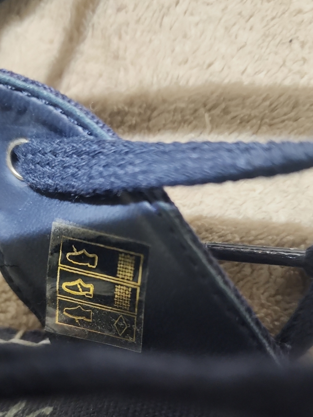 New Condition Navy Striped Espadrille Wedge Sandals with Ankle Tie - Picture 5 of 7